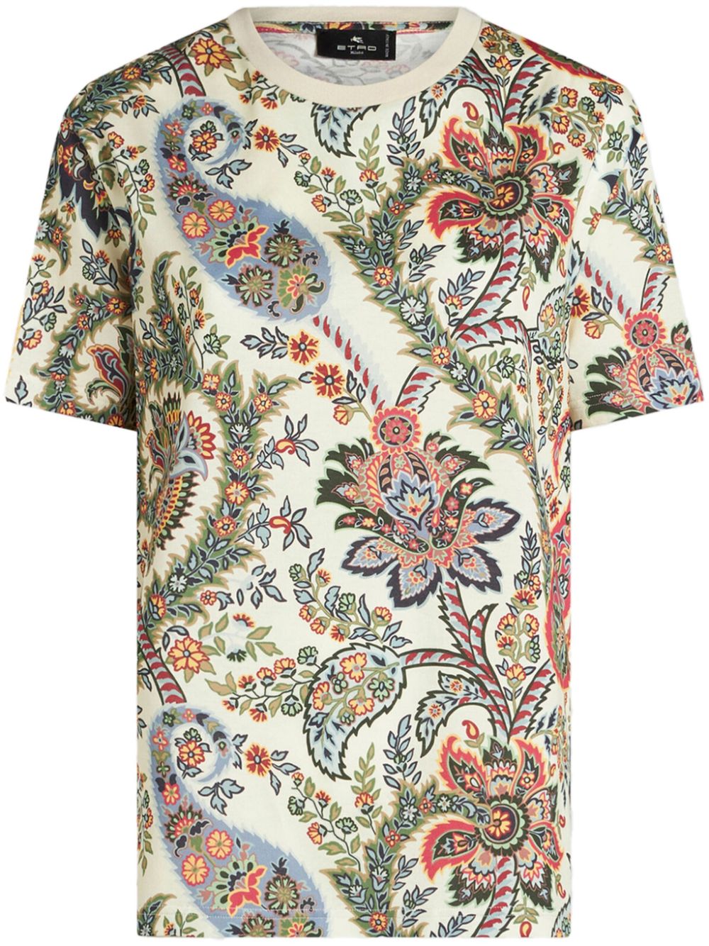 Paisley-print cotton T-shirt - Neutrals
