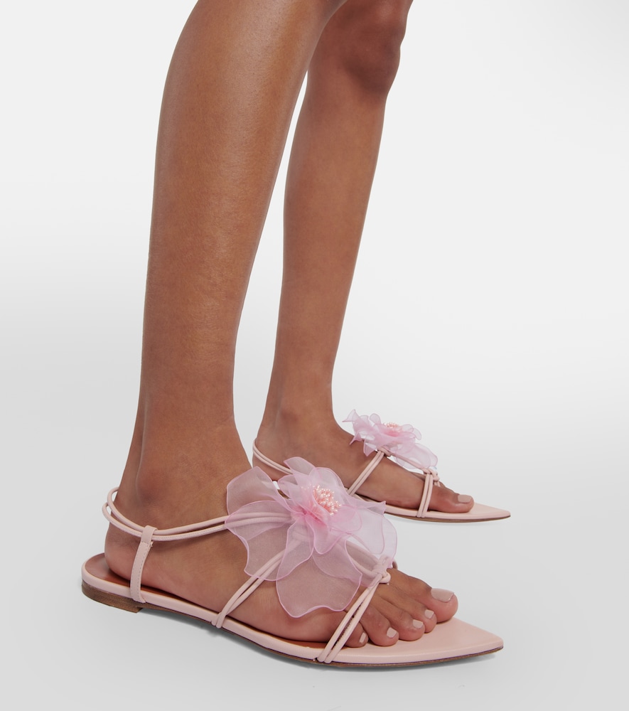 Appliqué leather thong sandals