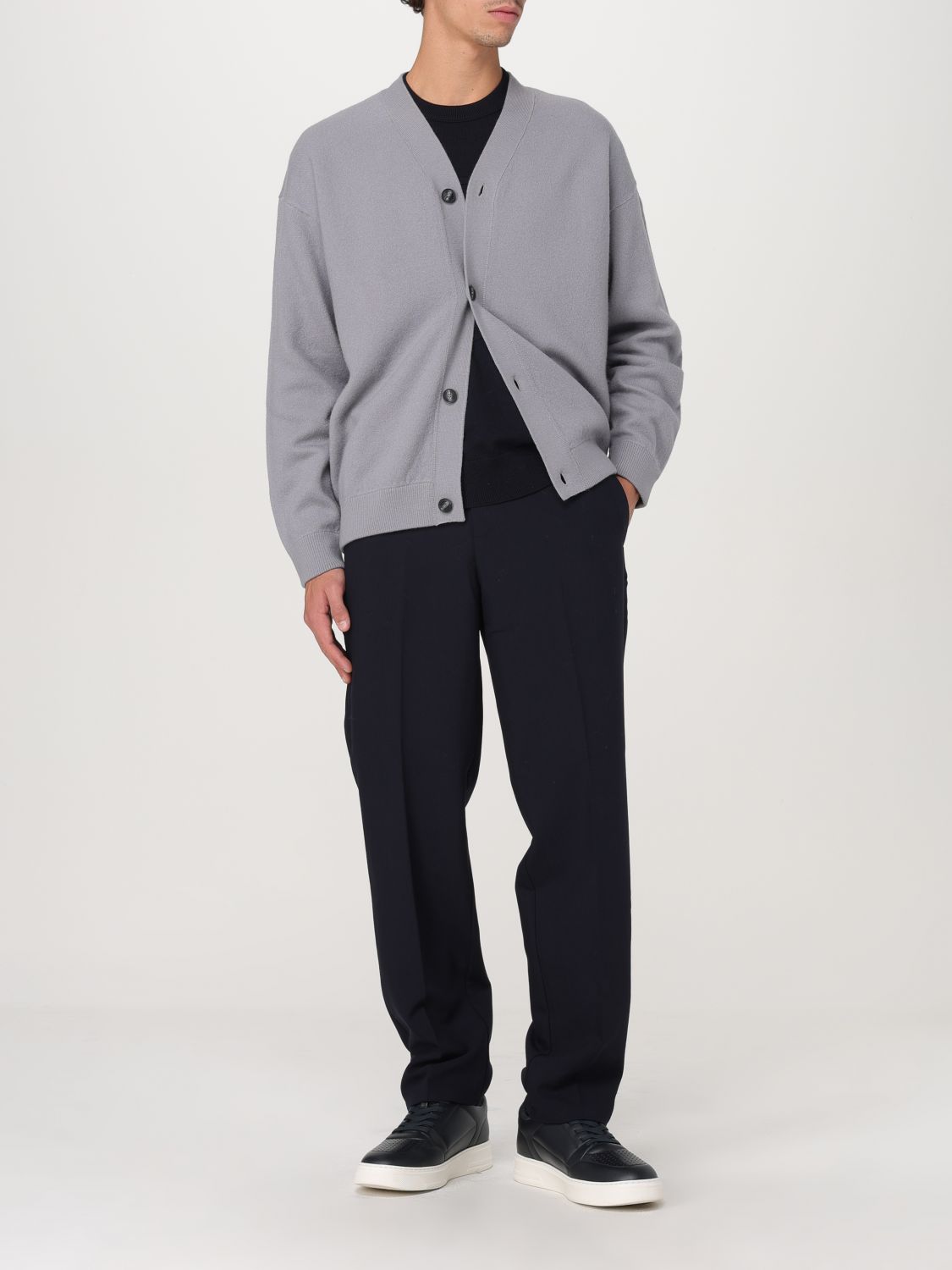 Colour-block virgin-wool jumper - Blue