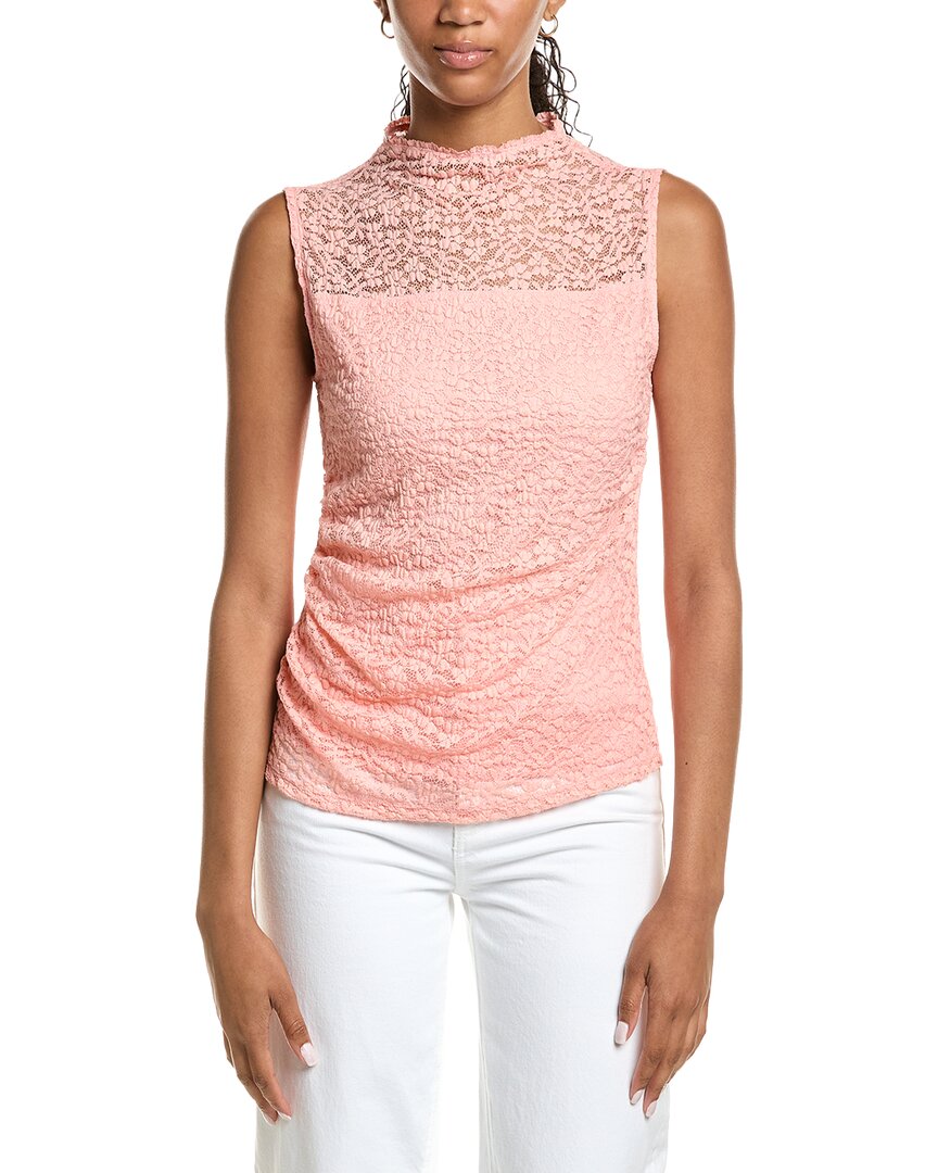 Stretch Lace Drape Mock Neck Tank