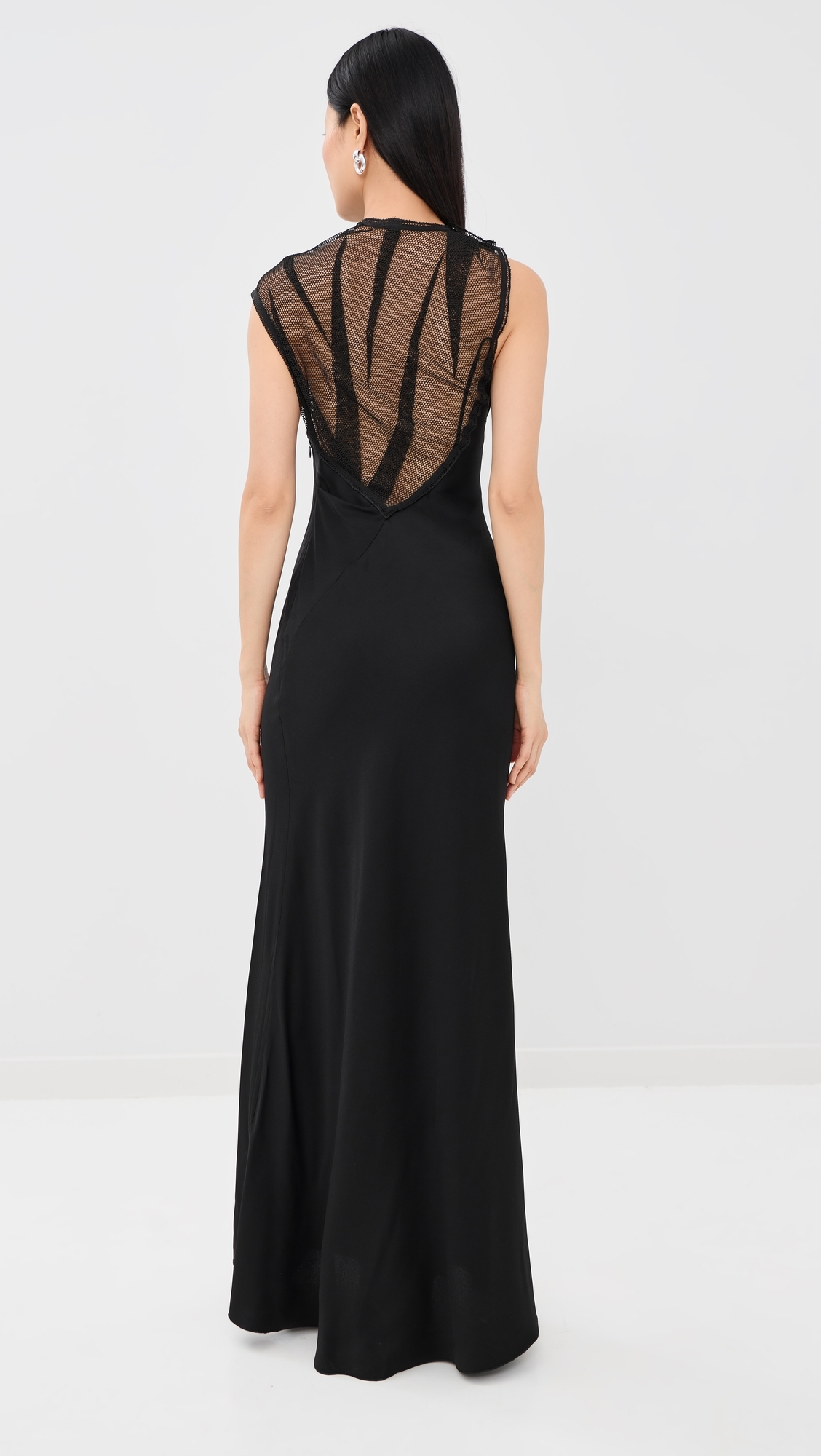 Mesh Detail Gown Black