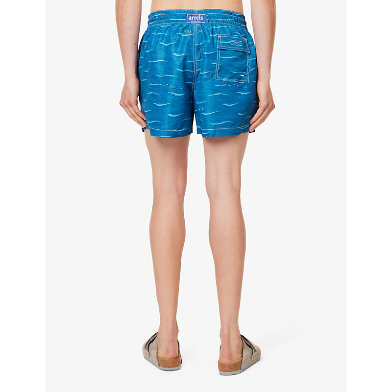 Arrels Barcelona 남성 Mens Blue Flying Fish Kikuo Printed Swim Shorts XL 75521173