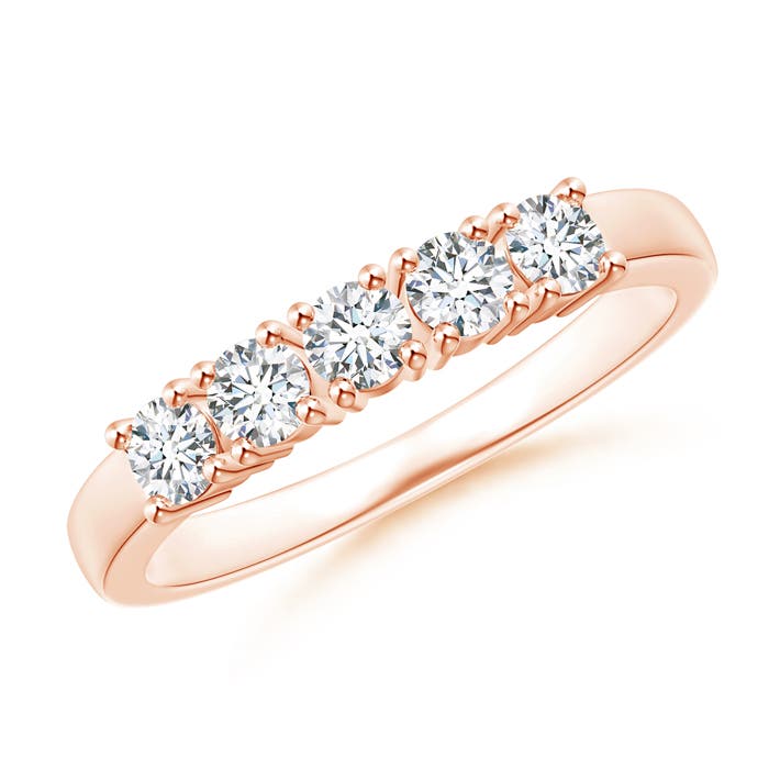 Angara 0.53 Carat Lab-Grown Five Stone 4-Prong Set Diamond Wedding Ring in 18K Rose Gold