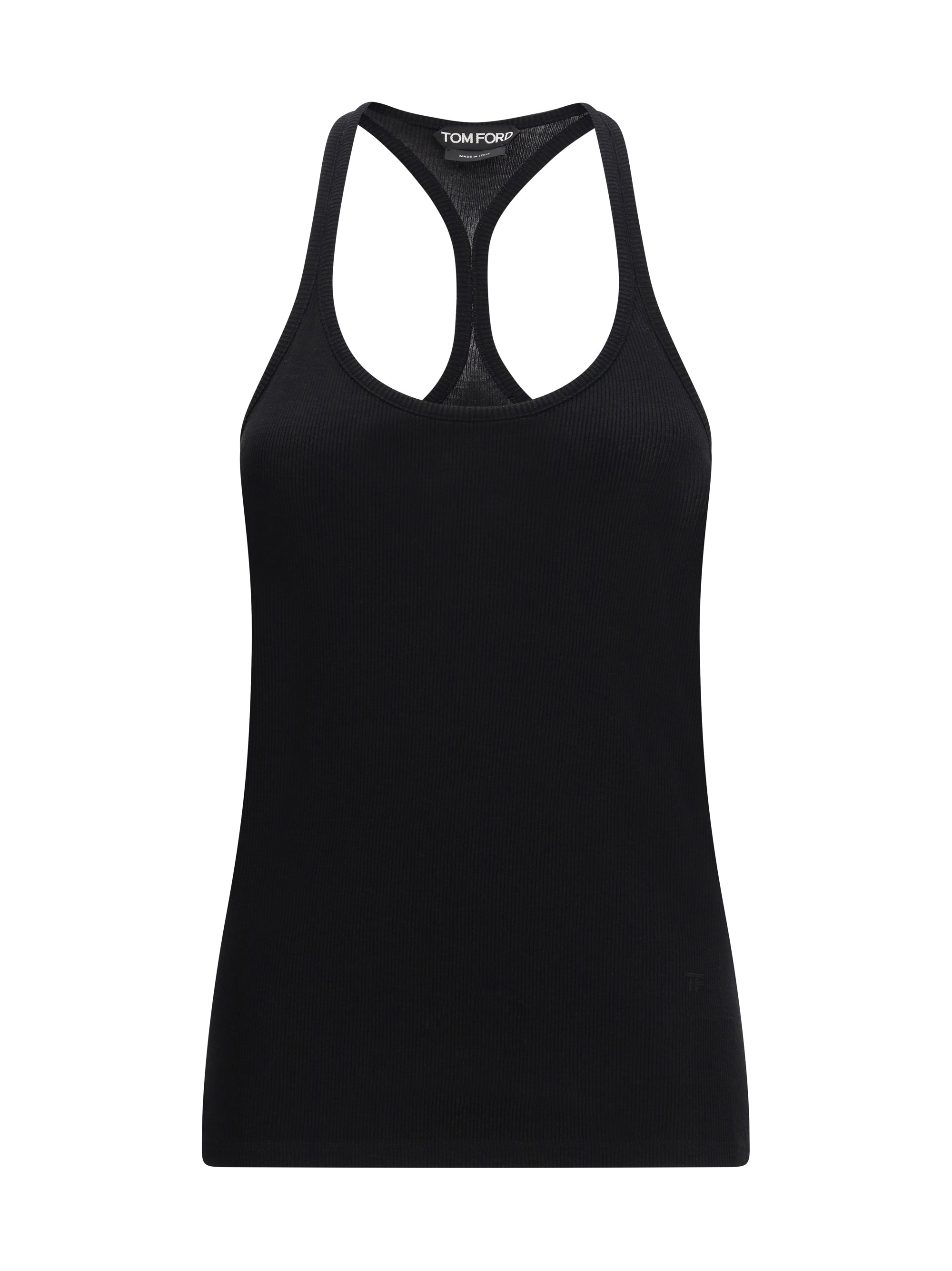 Silk-Blend Ribbed Jersey Tank Top — Black