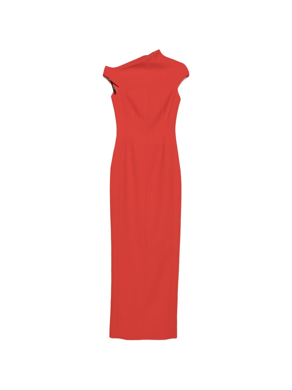 Asymmetric Neck Sleeveless Dress — Red