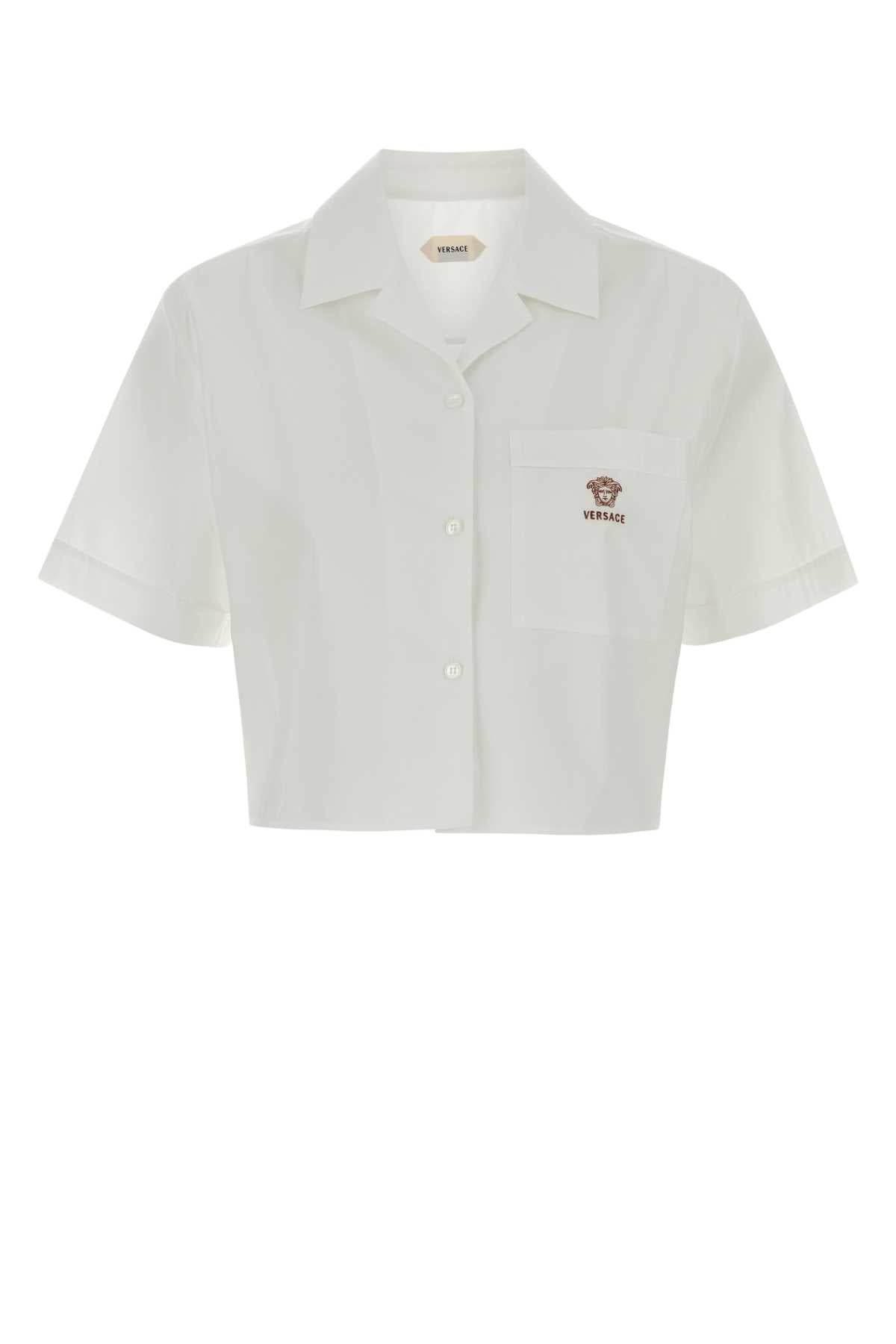 Logo-Embroidered Cotton Shirt — White
