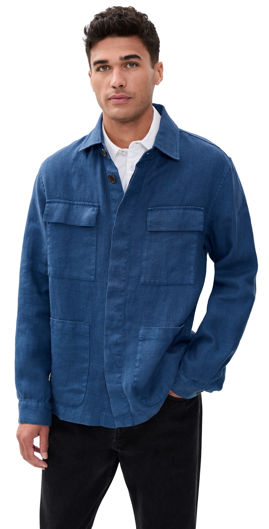 Jared Work Jacket In Linen French Navy