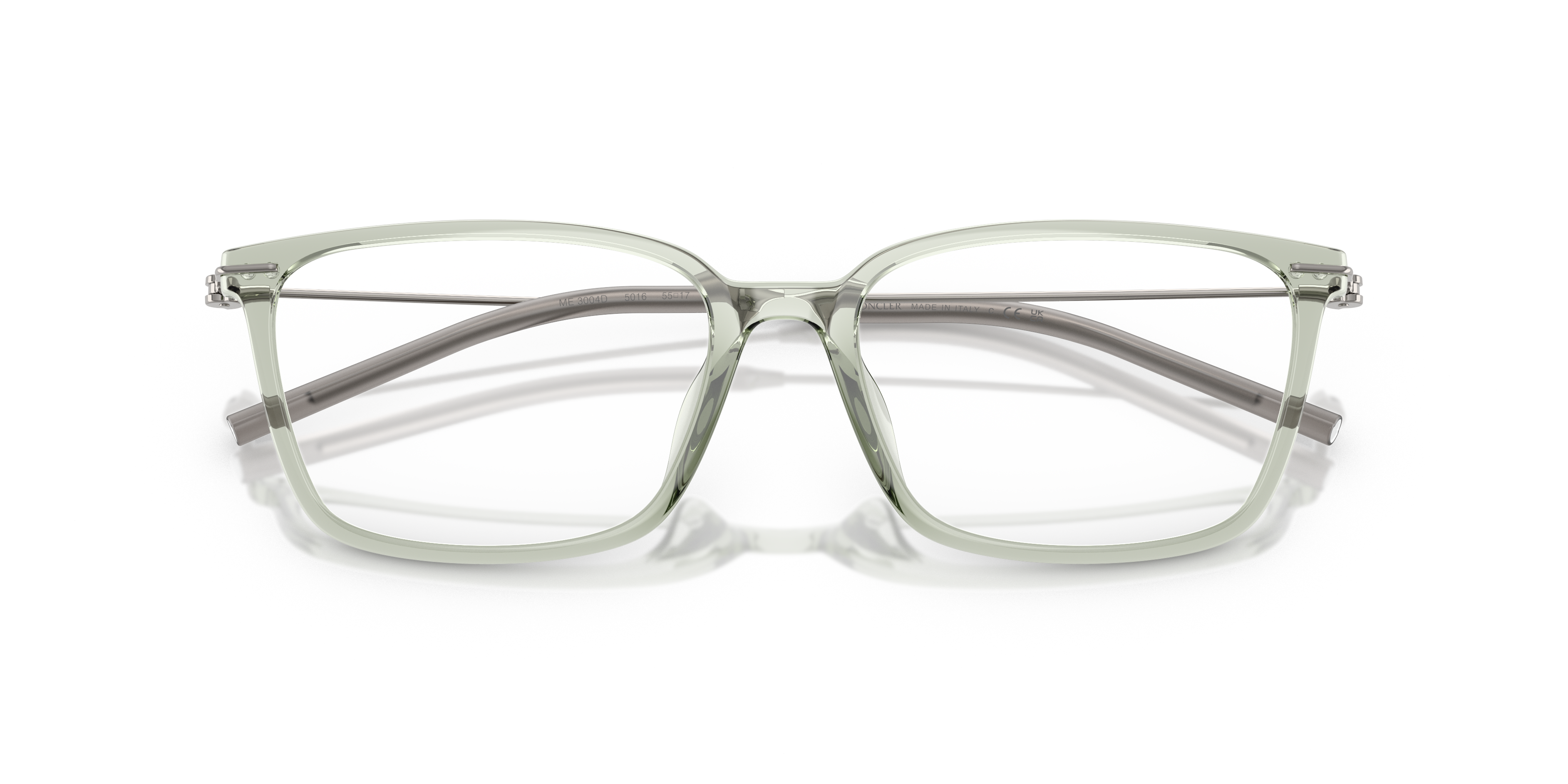Moncler Unisex Moncler ME3004D 5016 Optical frames Injected Green Transparent Squared Norma