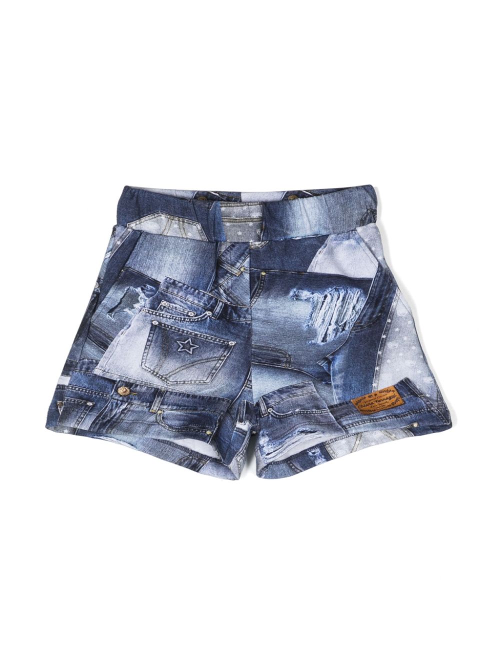 Patchwork-print jersey shorts - Blue