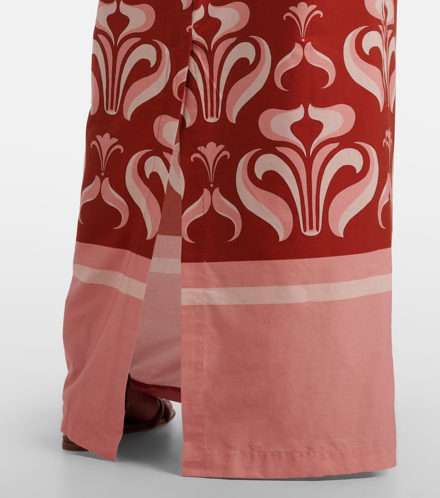 Gathered cotton poplin maxi skirt