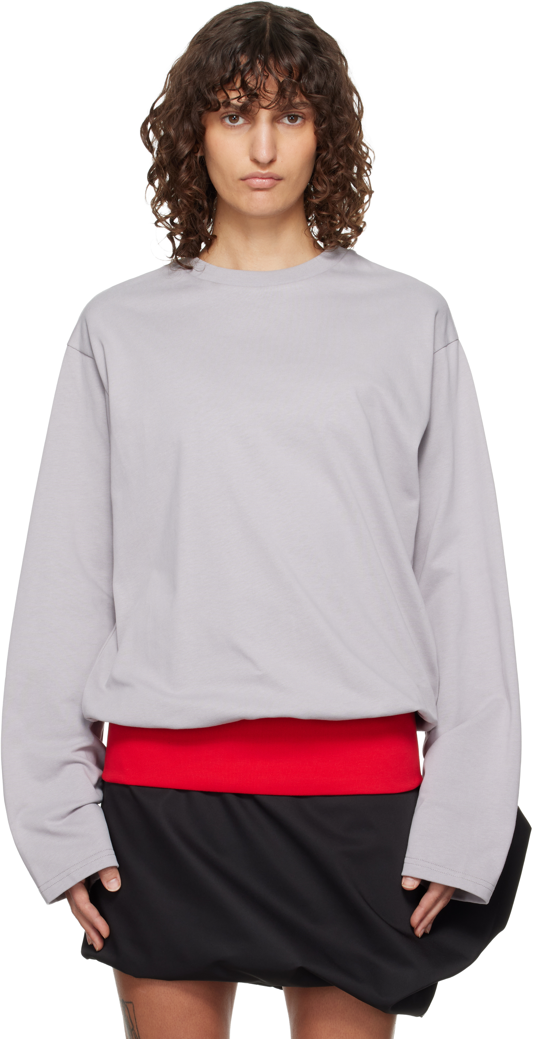 Gray Contrast Waistband T-shirt