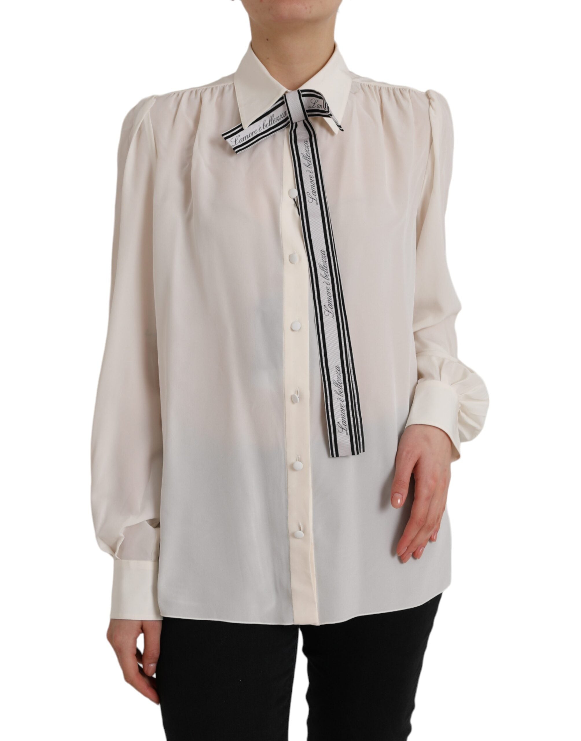 Silk Button-Front Blouse — White