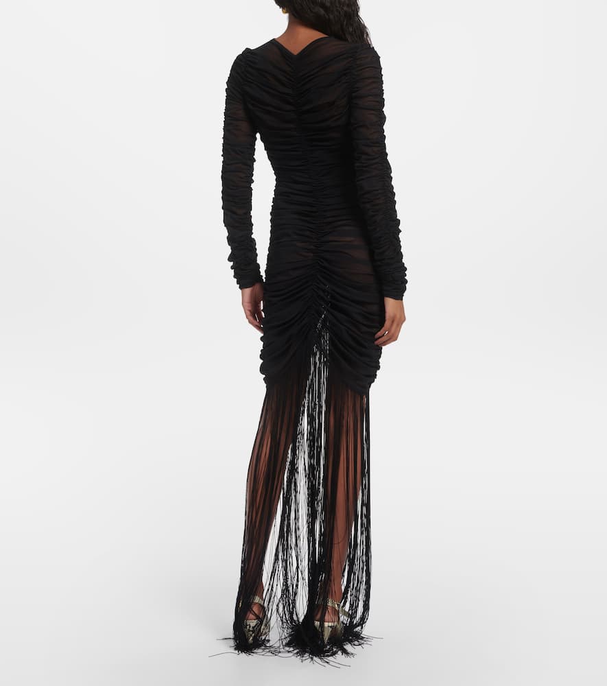 Guisa fringed silk-blend maxi dress