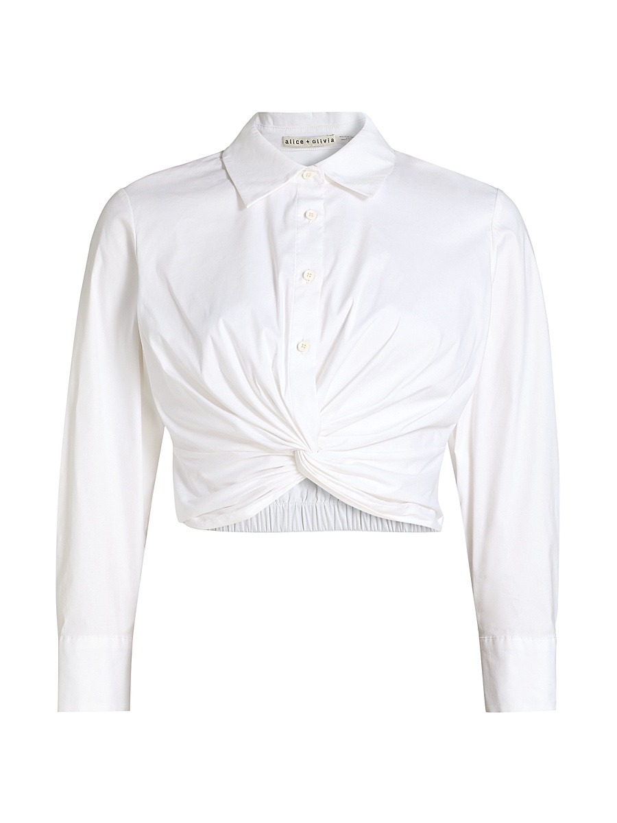 Women's Phebe Cotton-Blend Twist-Front Shirt - Off White