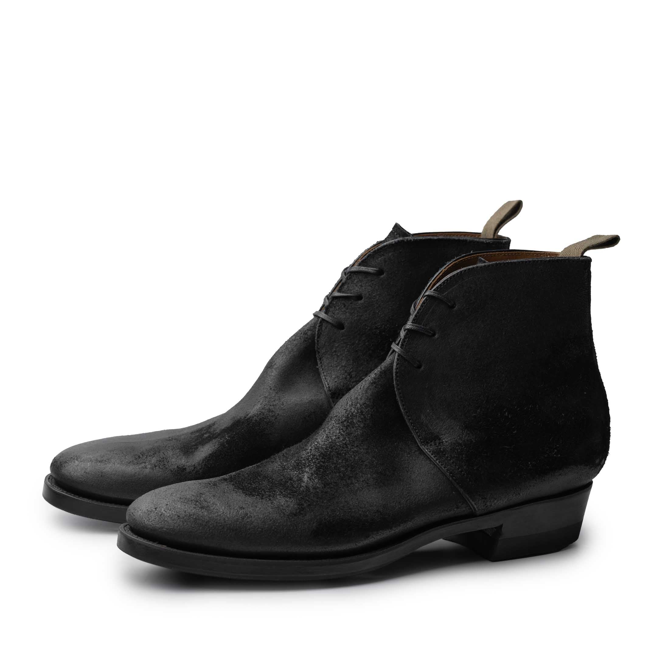 Clinch George Boots CN-Standard Waxed Uneven Horse Suede Black