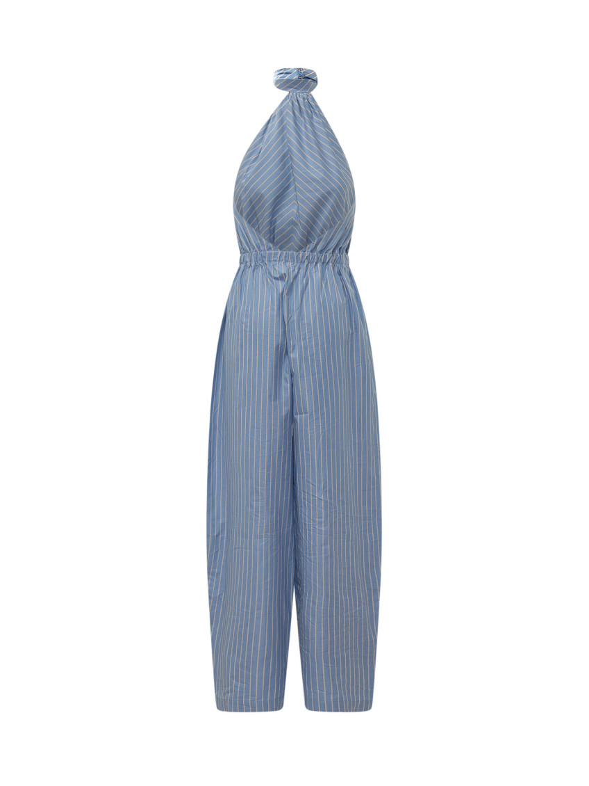 Blue Stripes Halter Neck Jumpsuit
