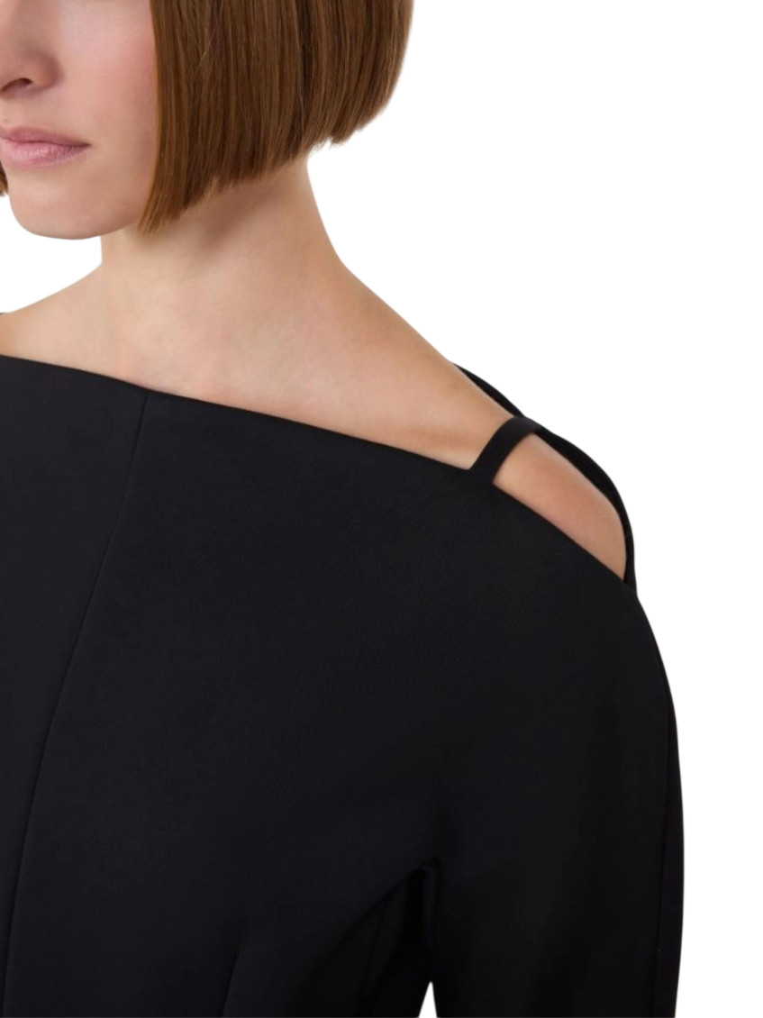 Black Boat Neck Mini Dress