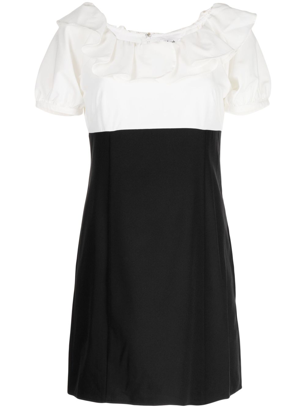 Ruffled-collar A-line minidress - White
