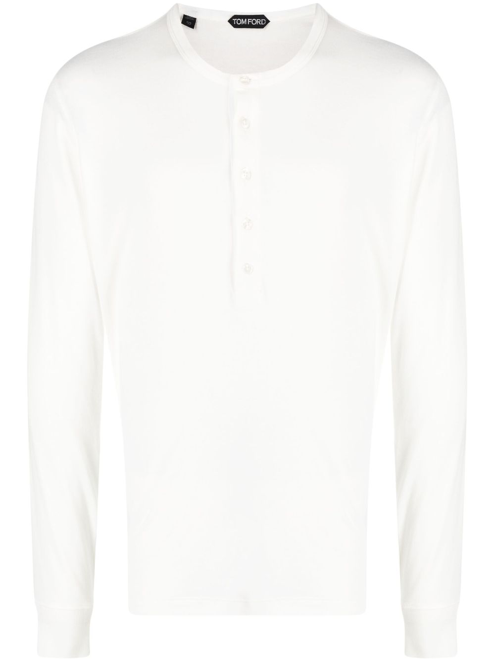 Buttoned-up long-sleeved T-shirt - White