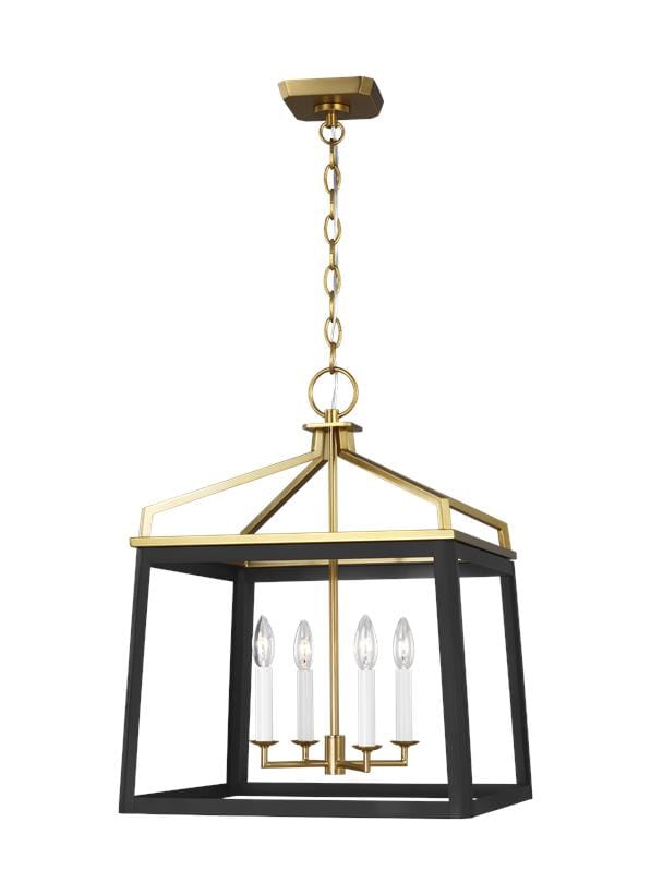 Carlow 4-Light Chandelier in Matte White And Burnished Brass by Chapman & Myer