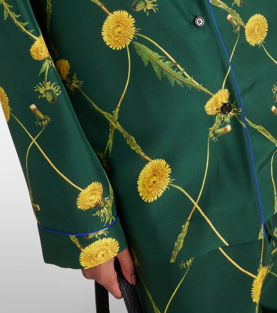 Floral silk poplin pajama shirt