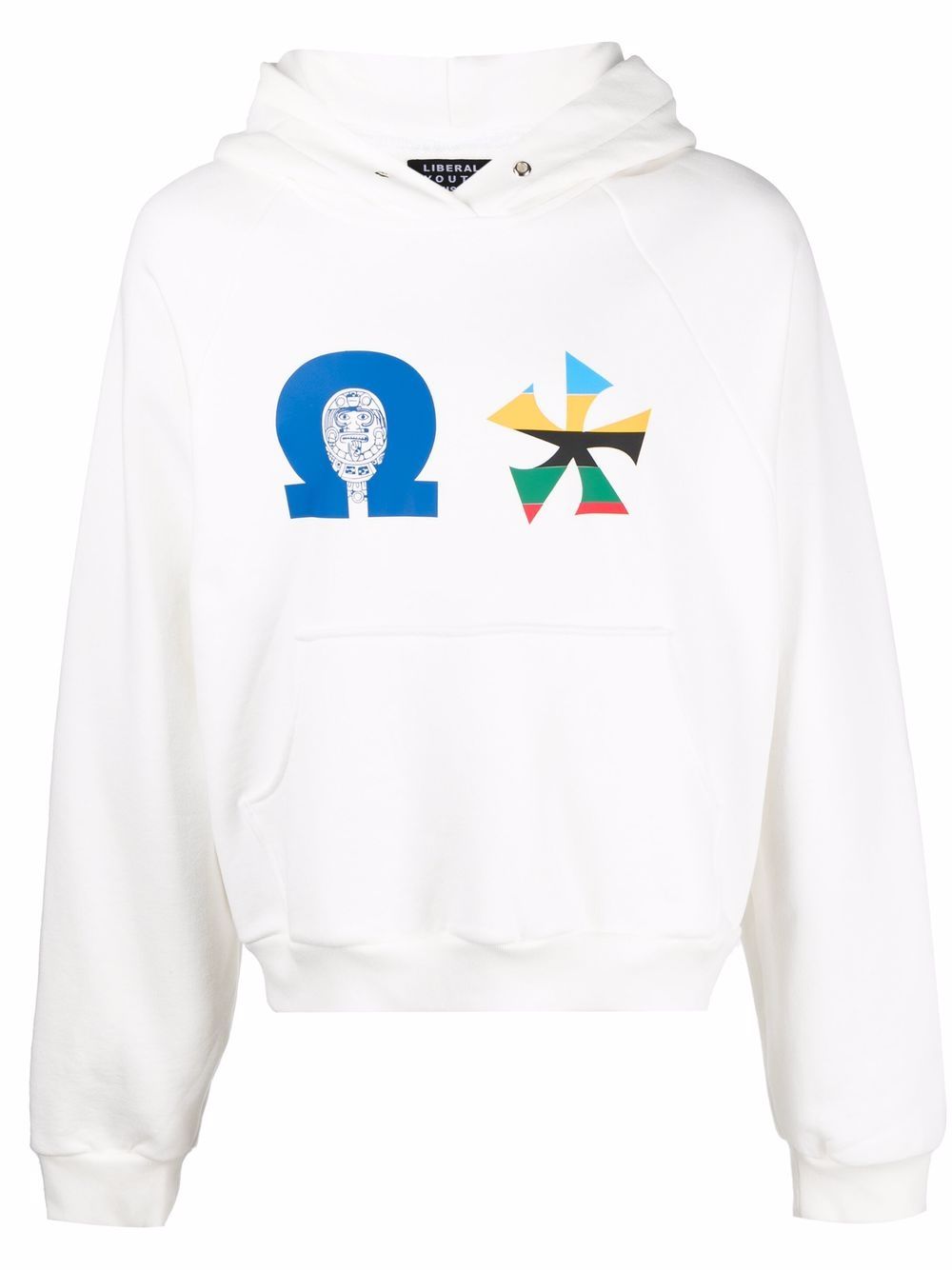 Aztec long-sleeved hoodie - White