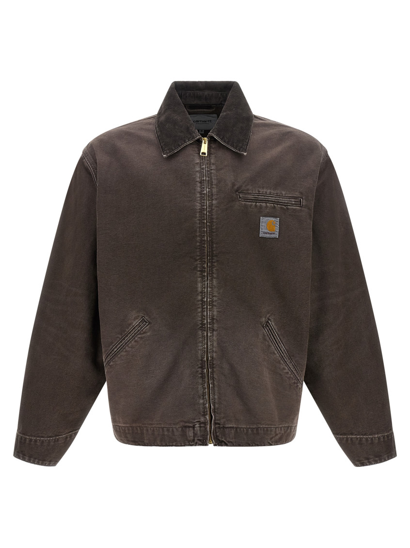 Brown Solid Shirt Collar Jacket