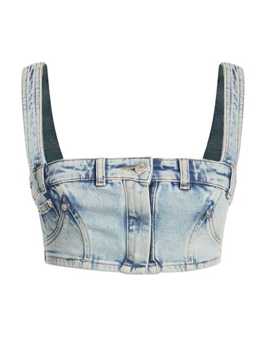 Woman Top Blue Size M Cotton, Elastane