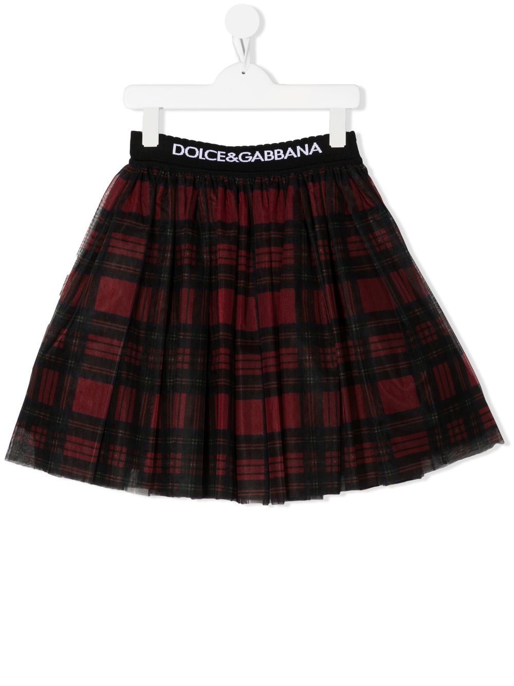 Tartan-print flared skirt