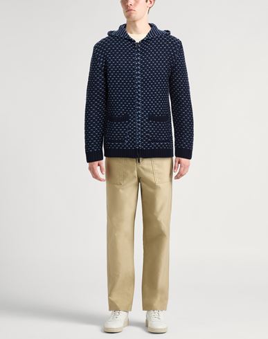 Man Cardigan Navy Size L Merino Wool, Polyamide