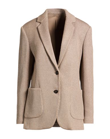 Woman Blazer Light brown Size 4 Cotton, Viscose, Metallic Polyester