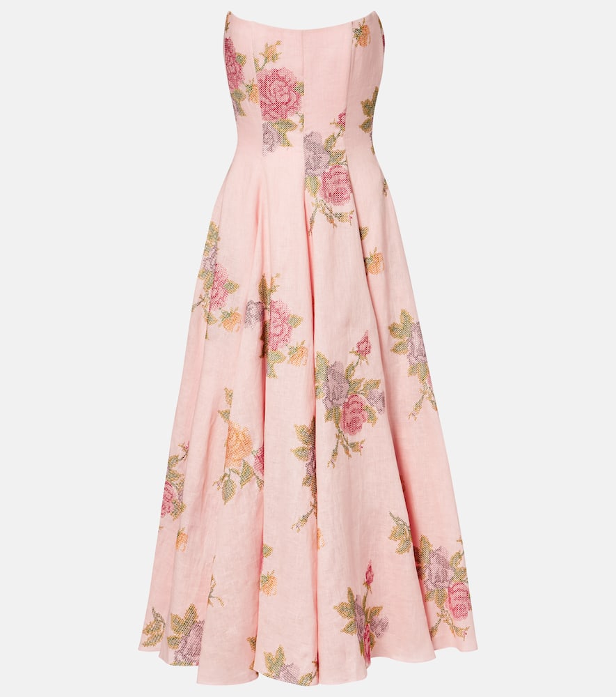 Floral linen corset dress
