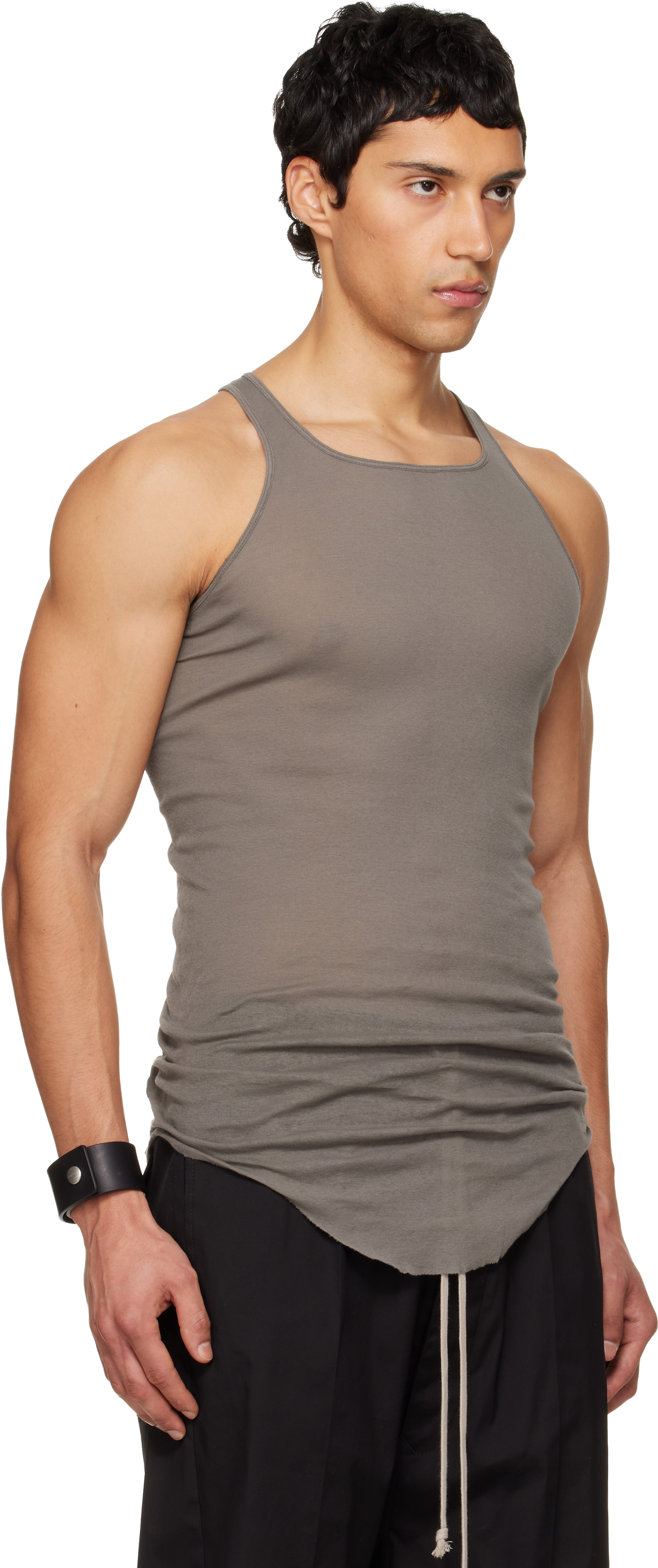 Gray Temple Basic Rib Tank Top