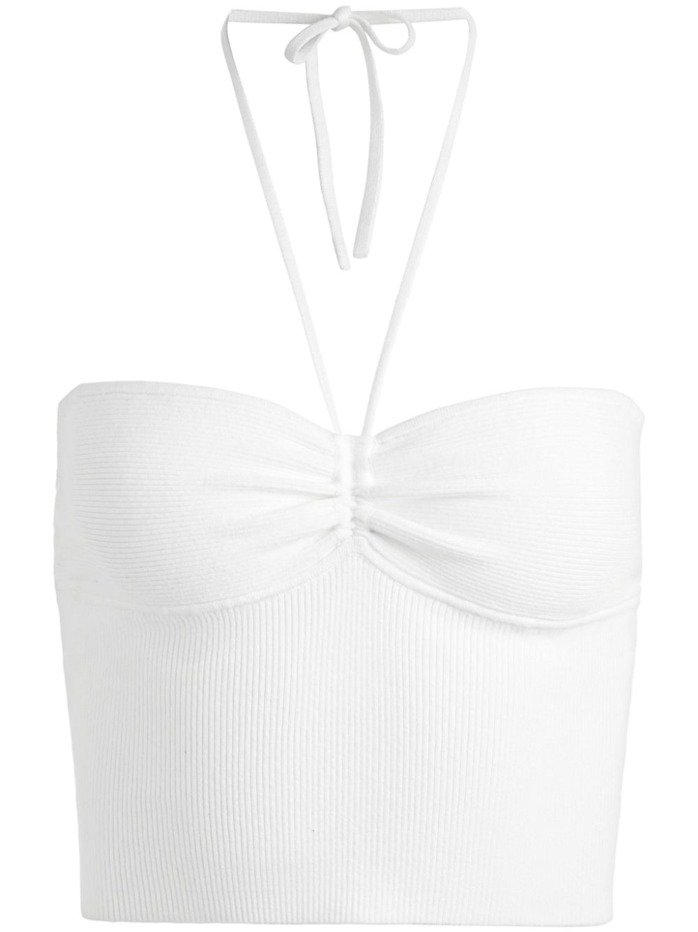 Linnie ribbed-knit halter top - White