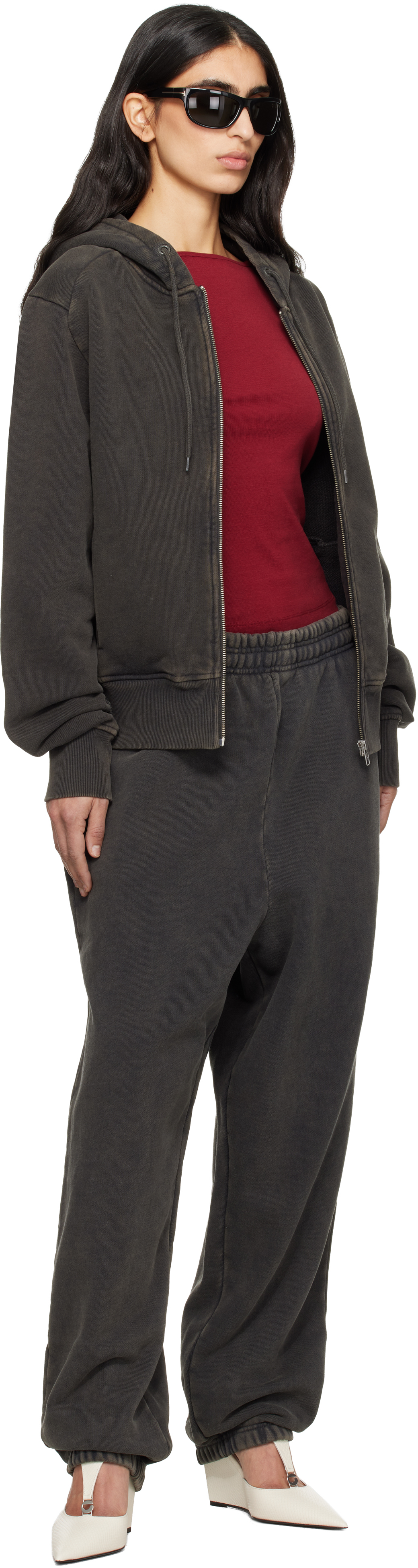 Black Slim Zip Up Hoodie