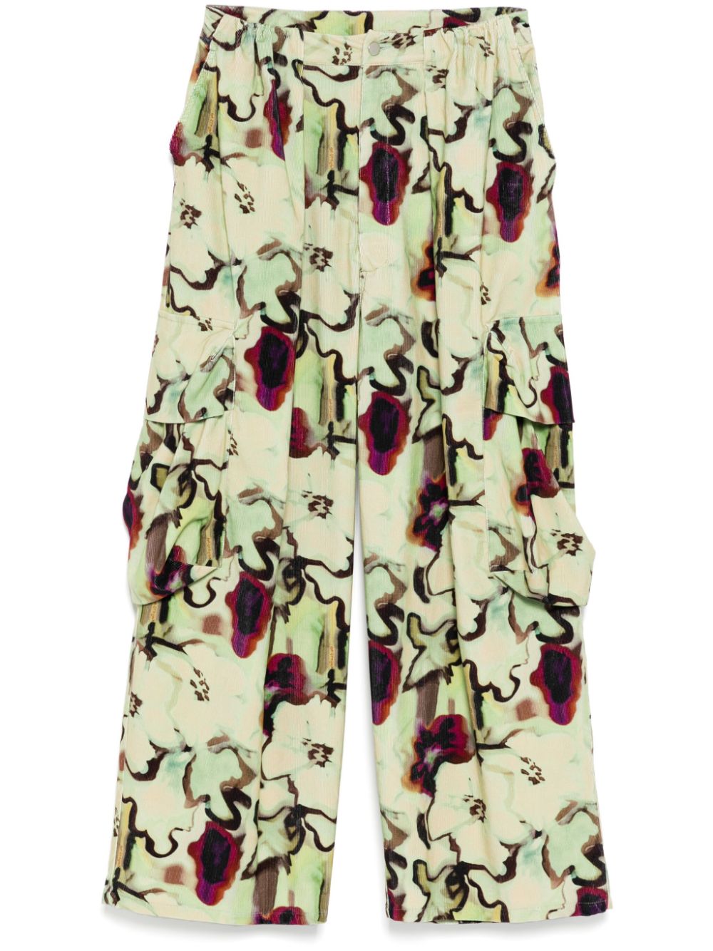 Watercolor Floral cargo pant - Green