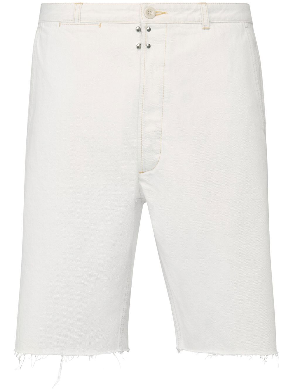 Knee-length denim shorts - White