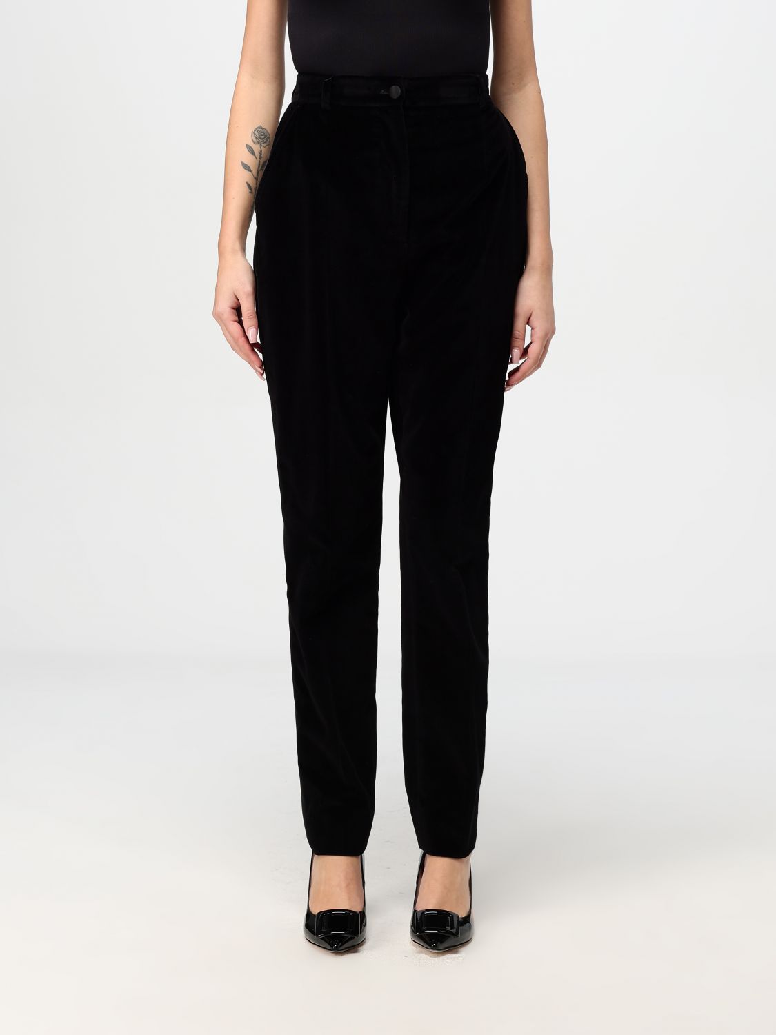 Tailored velvet trousers - Black