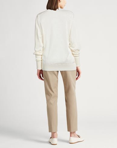 Woman Sweater Cream Size 6 Linen, Silk