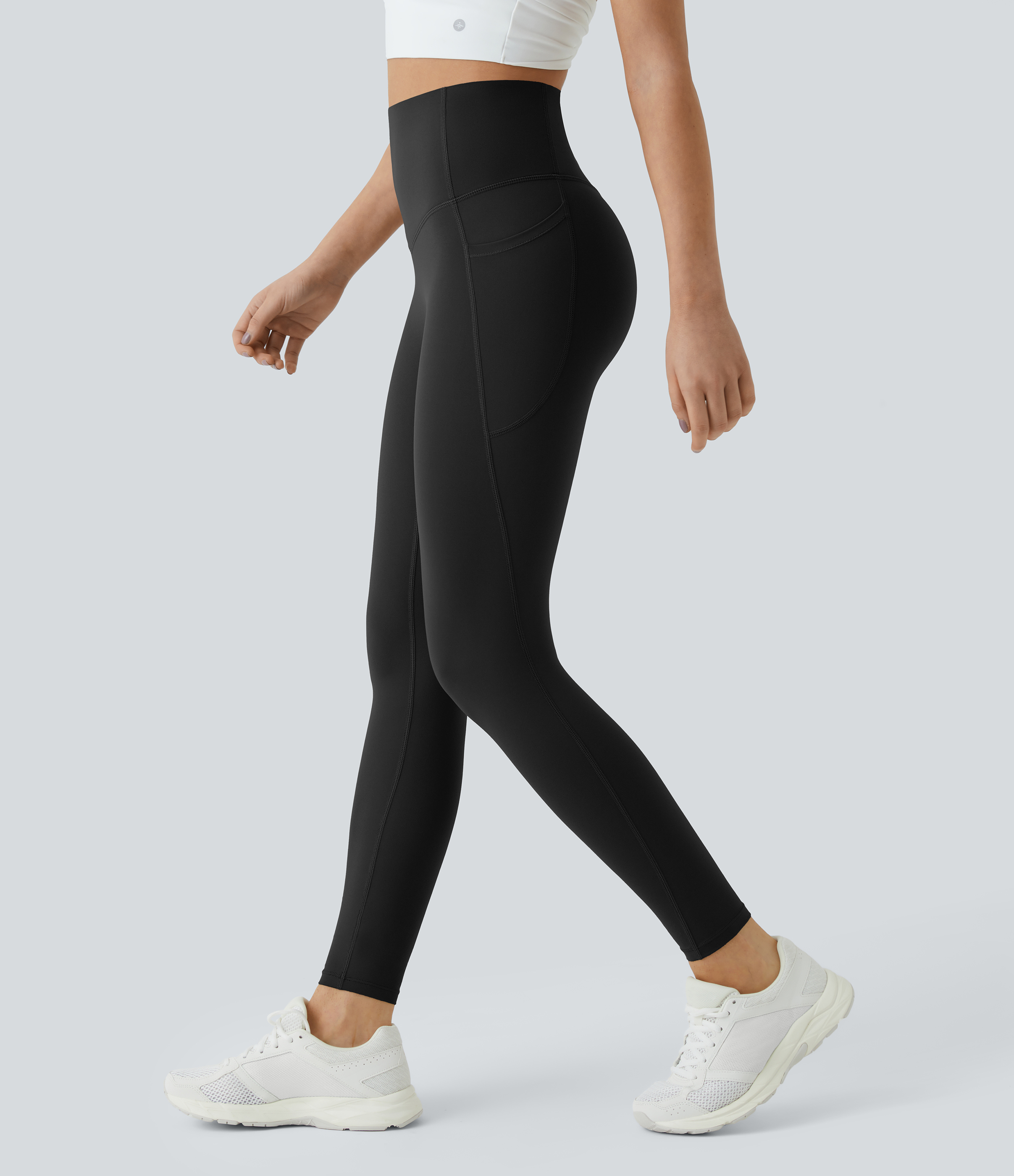 UltraSculpt™ SoCinched High Waisted Tummy Control Pocket Shaping Training Leggings  - Black
