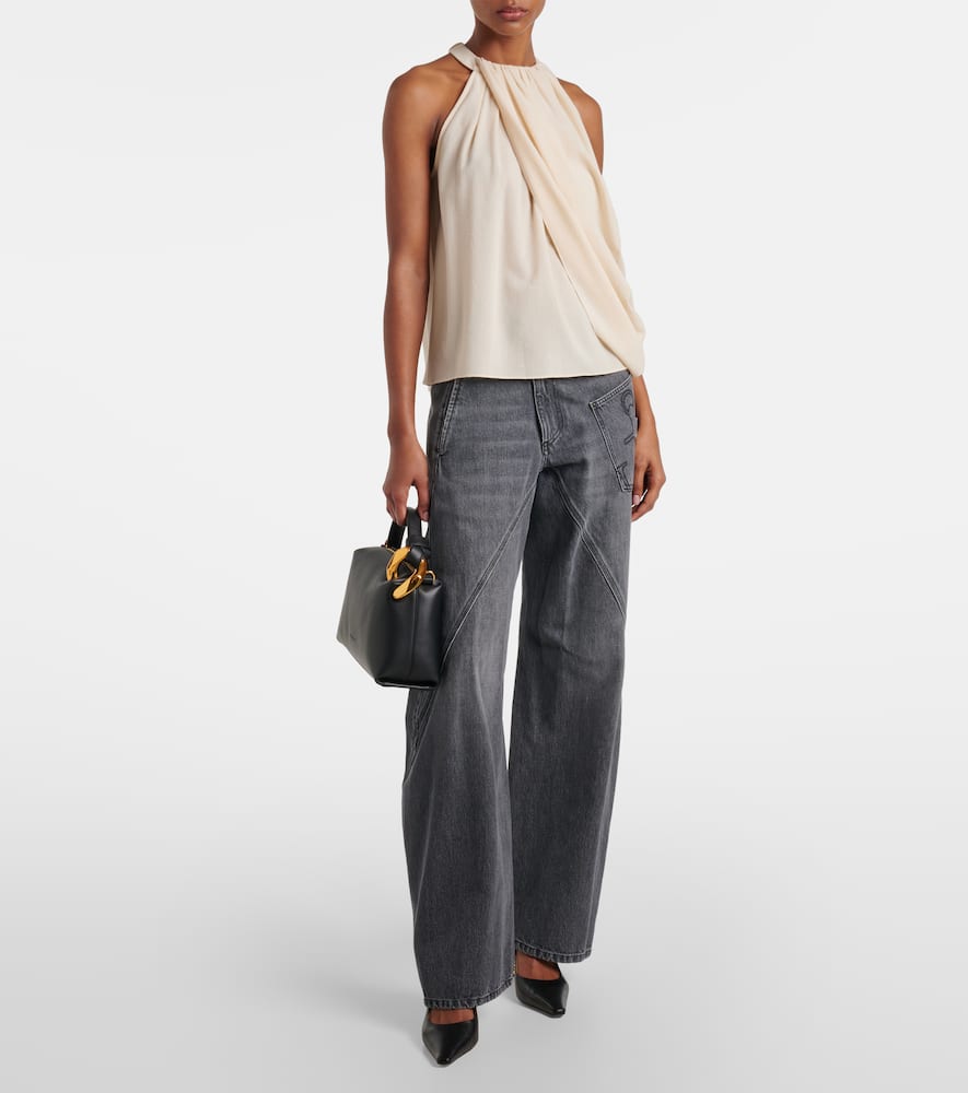 Draped wool-blend top