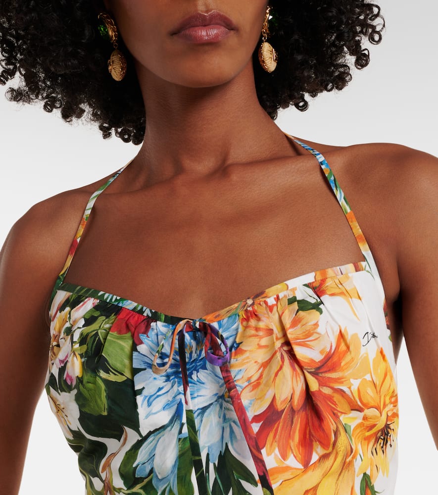 Floral cotton poplin top
