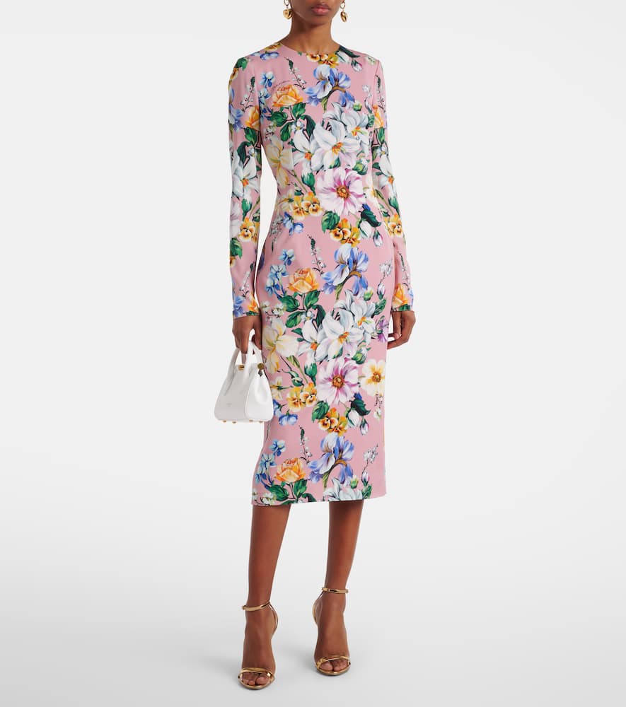 Floral silk-blend midi dress