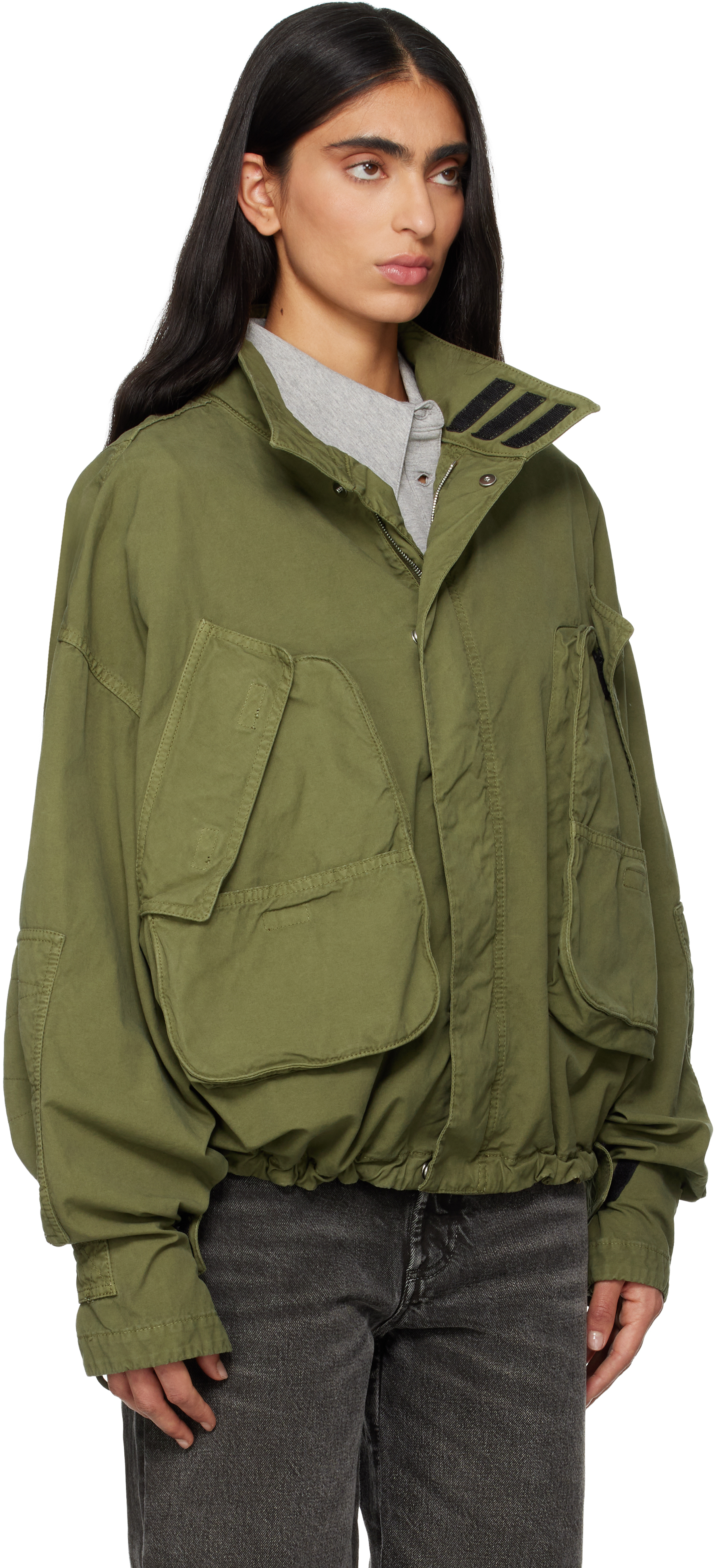 Green Overdyed Bomber Jacket
