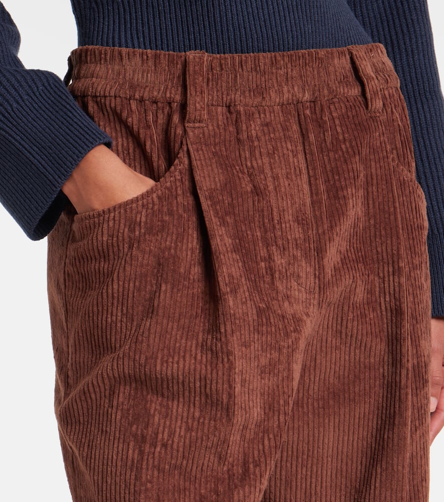 Cotton corduroy wide-leg pants