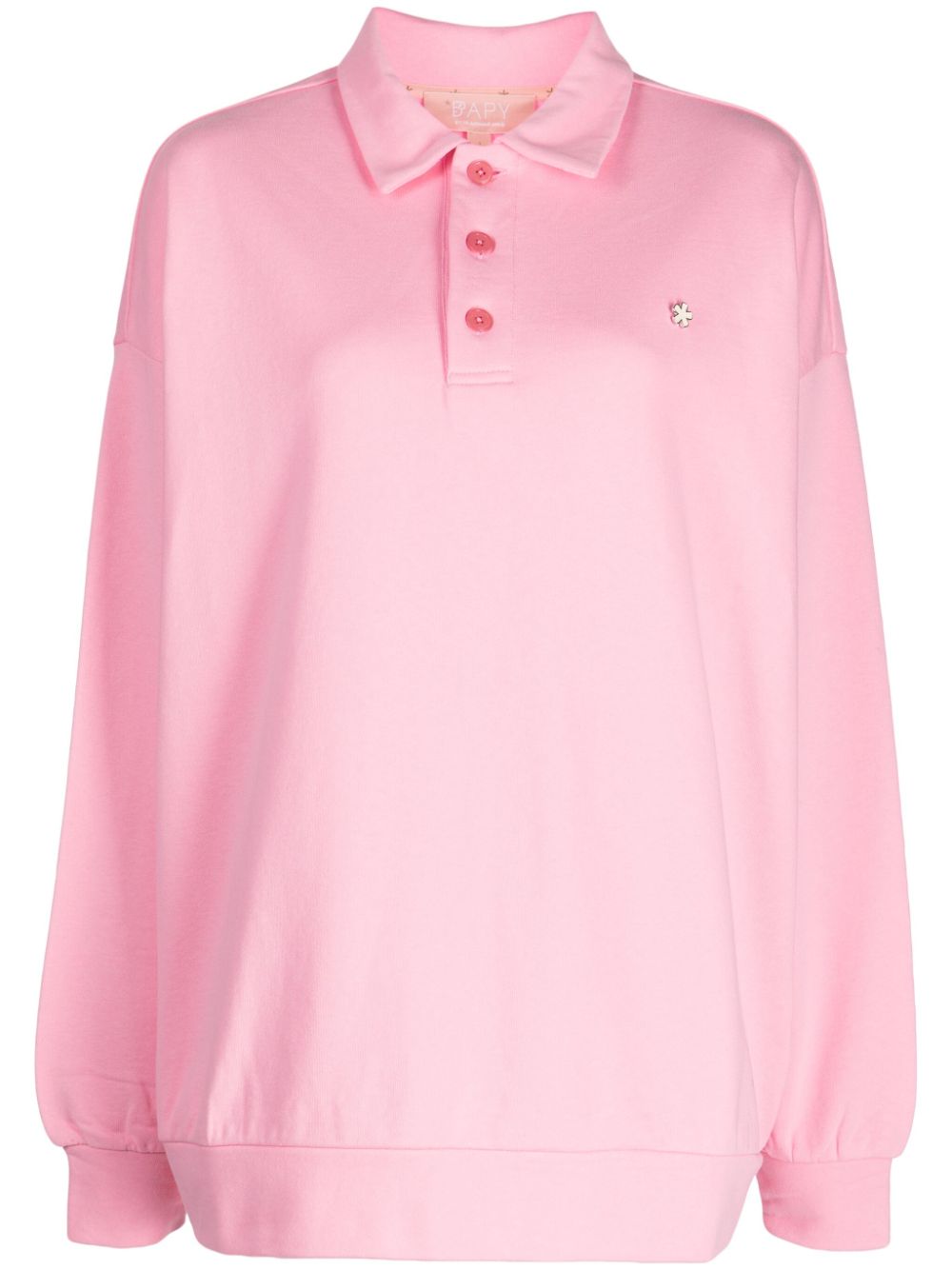 Logo-plaque cotton polo top - Pink