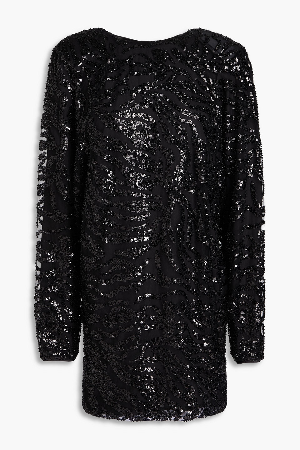Draped sequined tulle mini dress