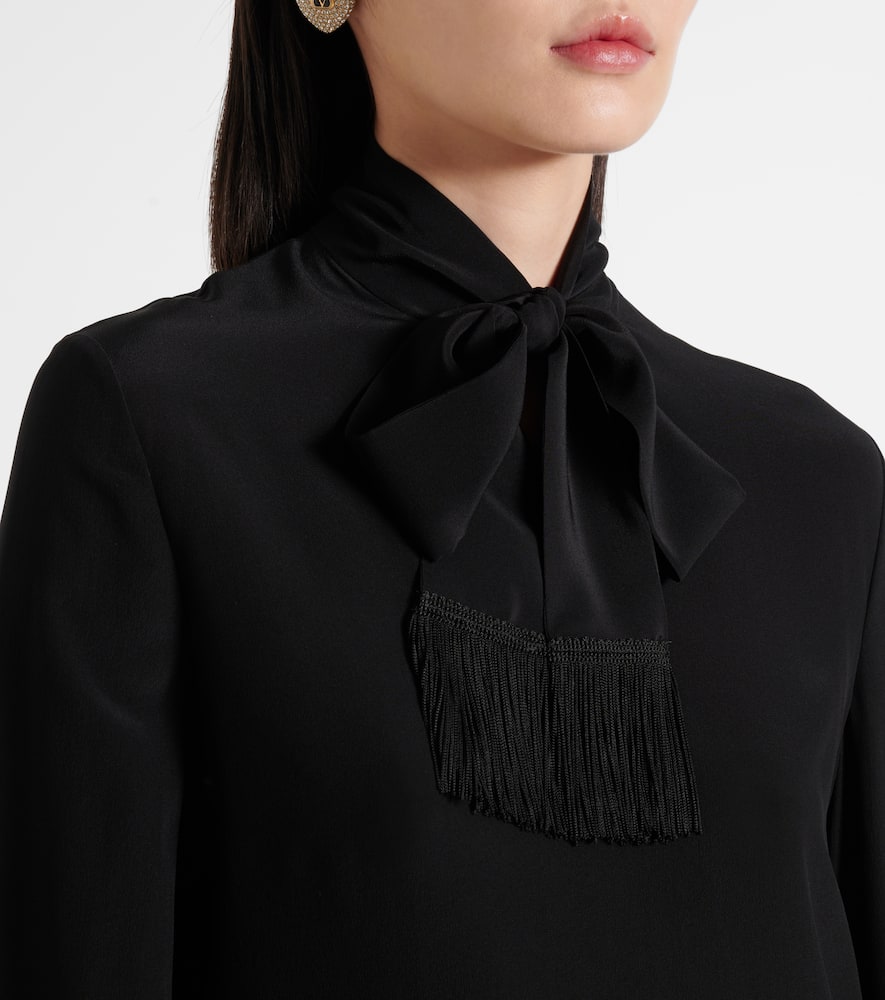 Bow-detail silk crêpe shirt