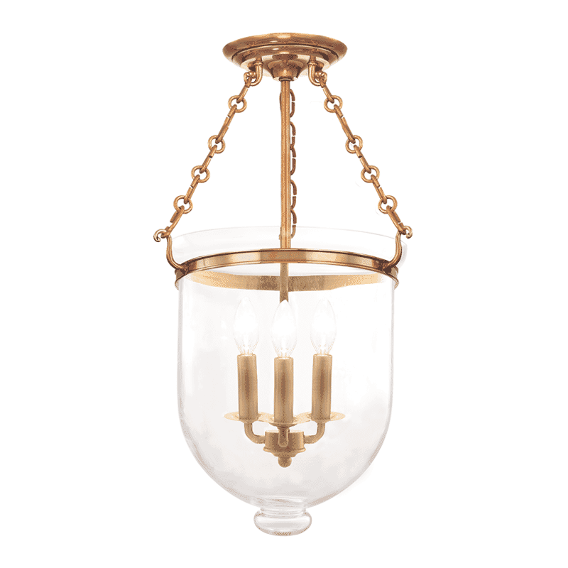 Hampton 3-Light Ceiling Light in Aged Bra