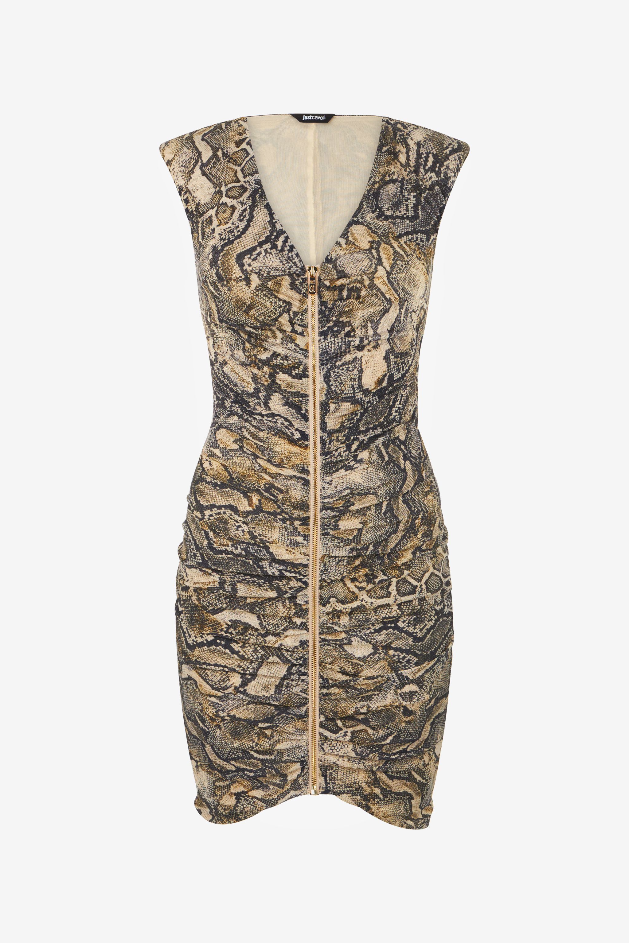 Mini Dress With Zipper And Python Print